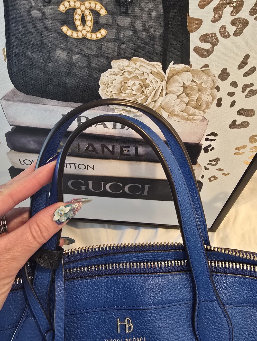 Henri Bendell Royal Blue With Whip Stitching And Two Bag Charms. - Picture 12 of 17